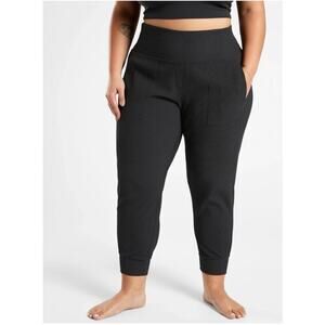 Athleta Black Ribbed High-Waist Jogger Pants